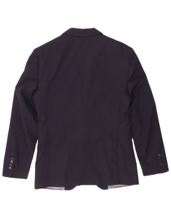Jaqueta blazer masculina Zara com 2 botões UE 46 pequena azul marinho viscose