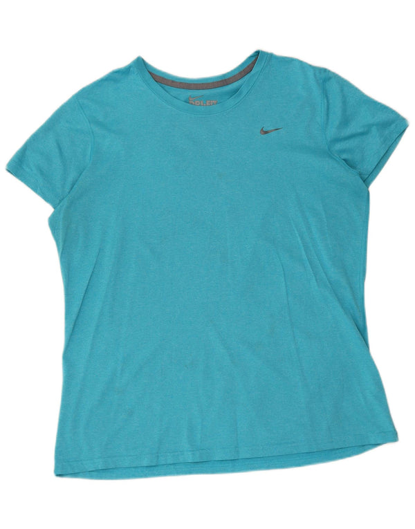 Camiseta Nike Feminina Dri Fit Regular Fit Top UK 18 XL Azul Poliéster