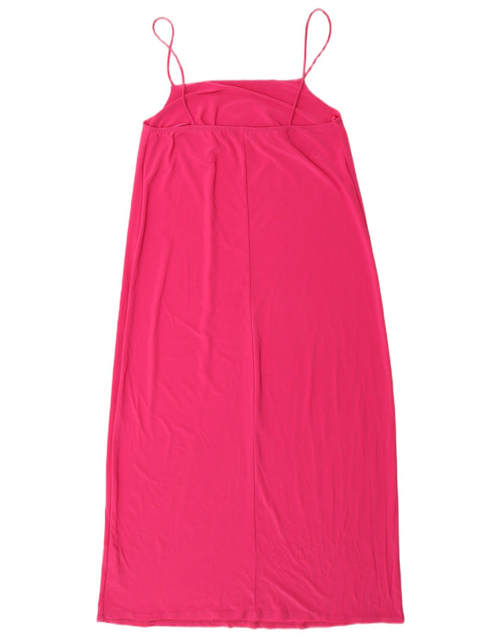 Vestido deslizante feminino Zara UK 14 poliéster rosa médio