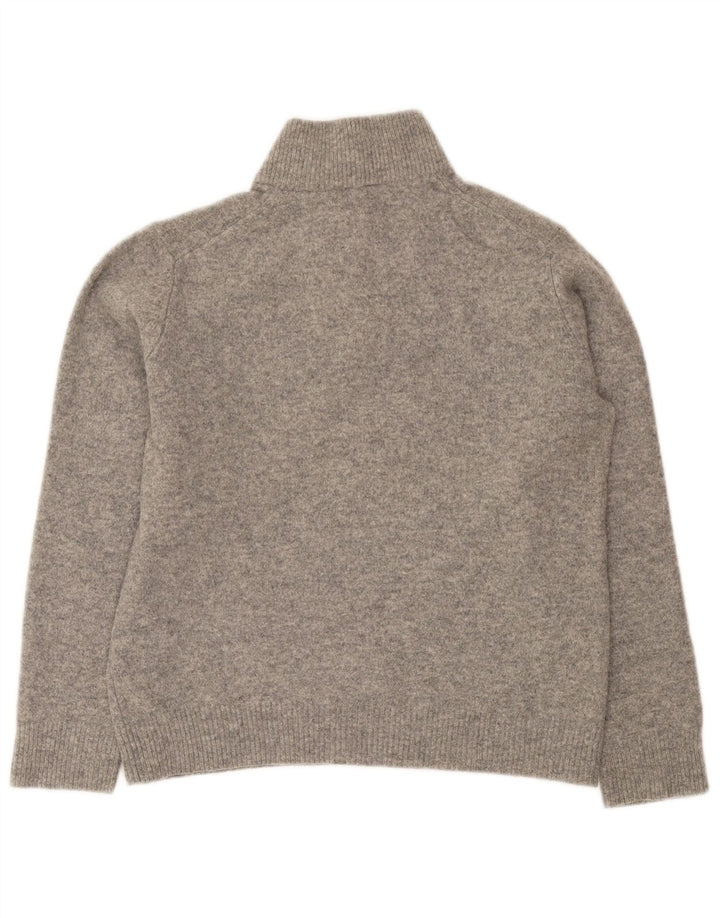 Suéter feminino Boden com zíper e gola uk 14 lã manchada cinza médio