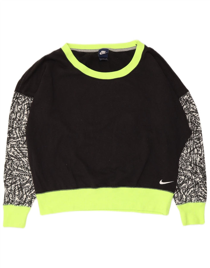 Nike feminino oversized moletom jumper UK 16 grande bloco colorido preto