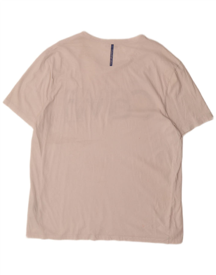 CALVIN KLEIN JEANS Camiseta gráfica masculina Top 2XL algodão branco