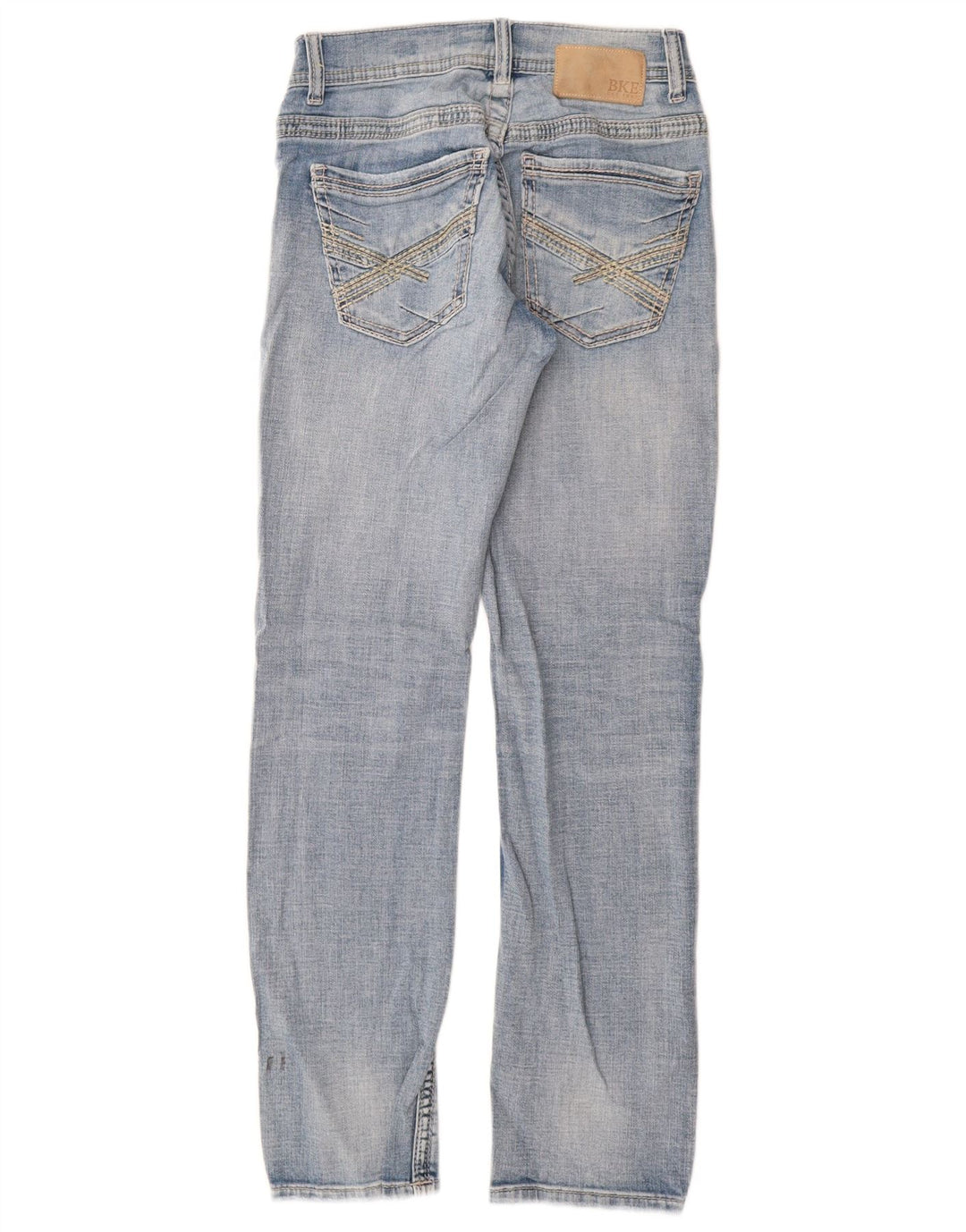 BKE feminino Alec Straight Jeans W27 L30 algodão azul