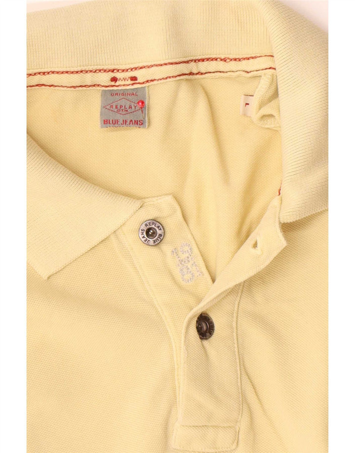 Camisa polo masculina Replay grande algodão amarelo