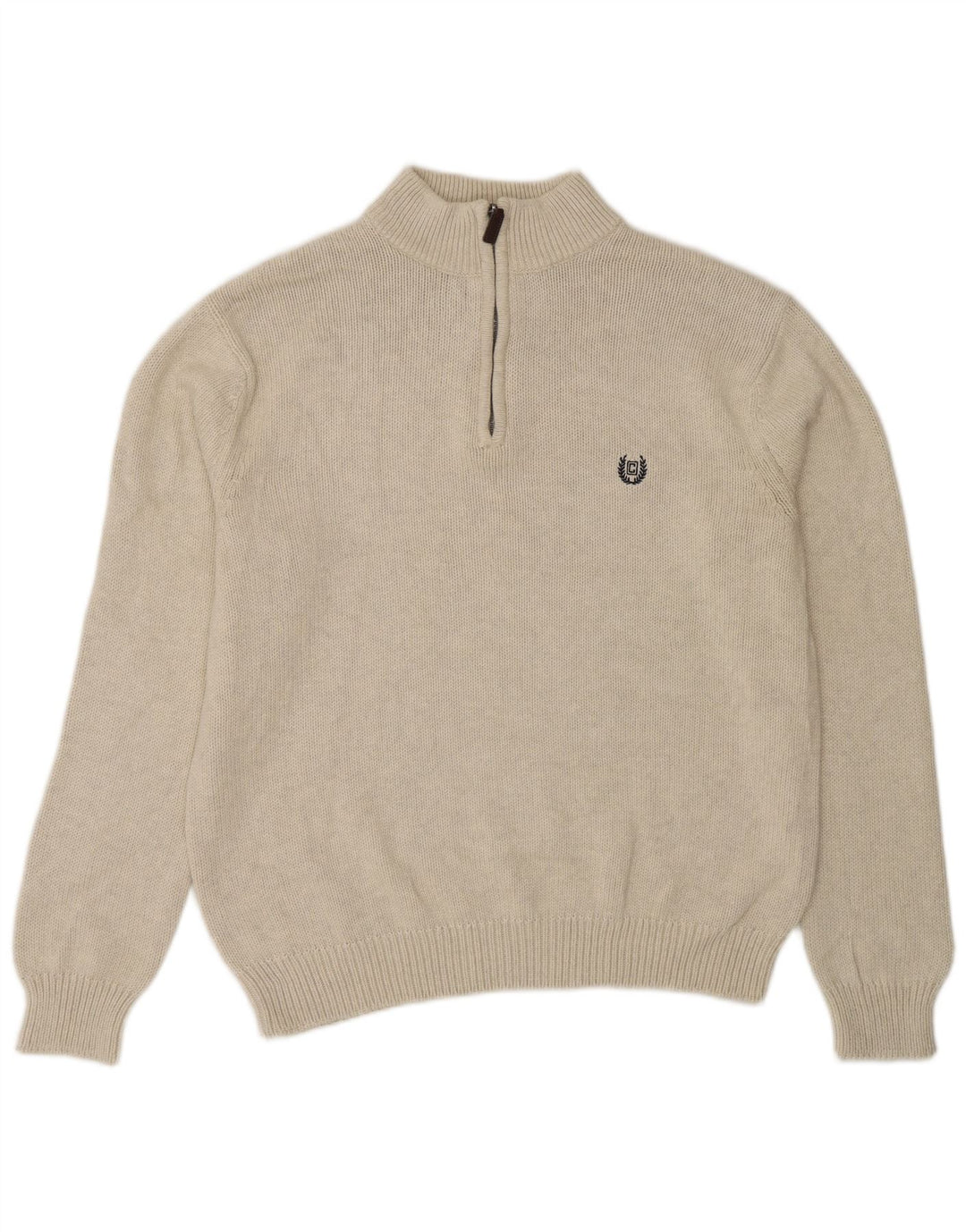 Suéter masculino Chaps com zíper e gola grande de algodão bege