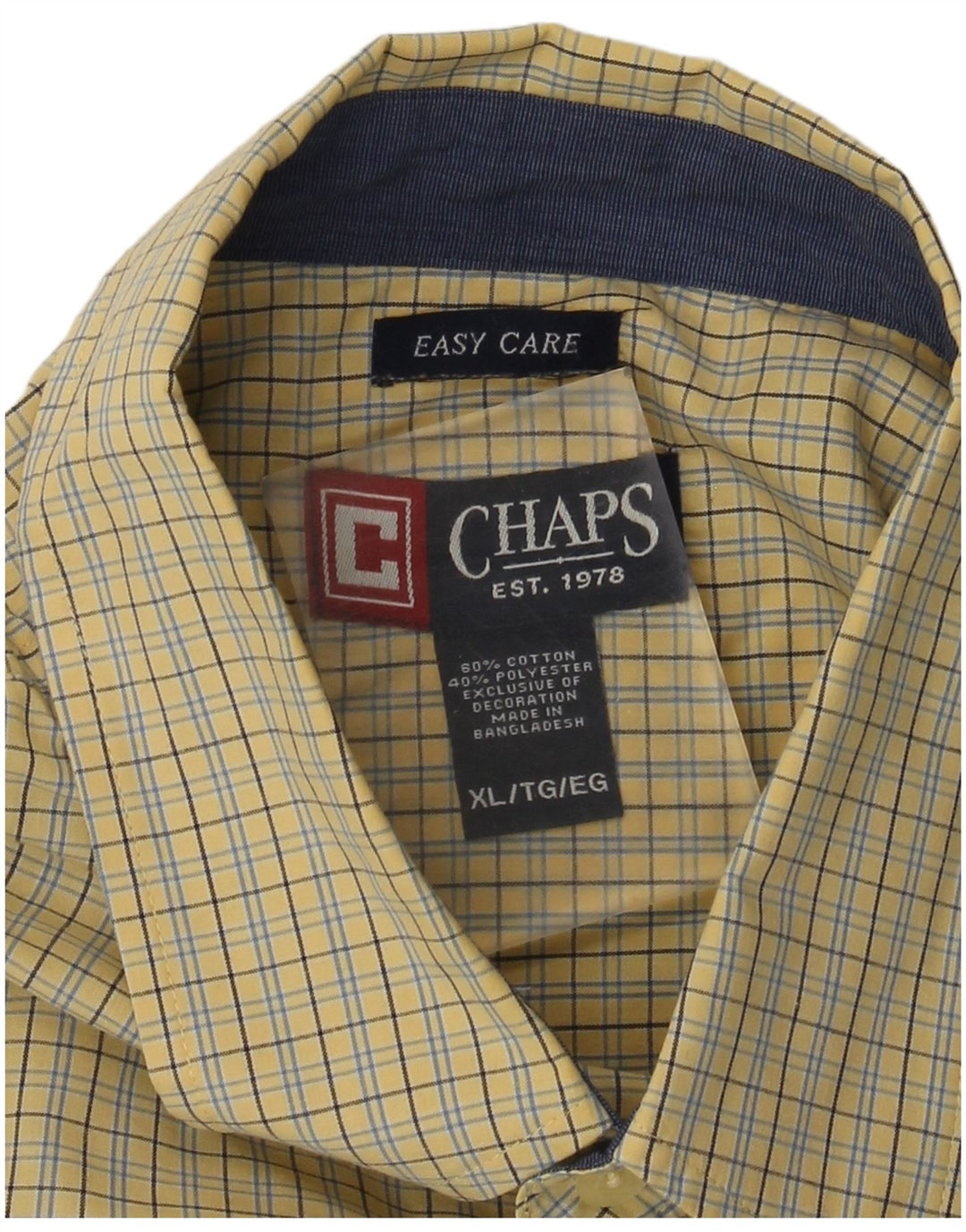 Camisa masculina Chaps Easy Care XL de algodão xadrez amarelo