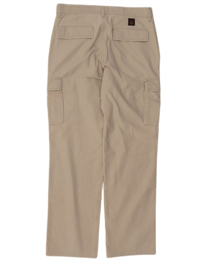 Calça cargo masculina reta a gás W34 L32 algodão bege