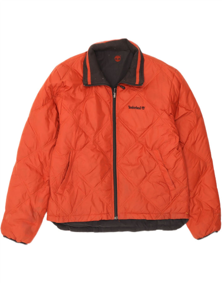 Jaqueta acolchoada reversível masculina Timberland UK 40 grande laranja nylon