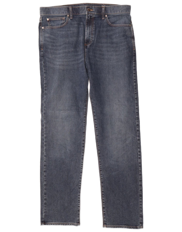 Marks & Spencer Mens Regular Straight Jeans W36 L32 Azul Algodão