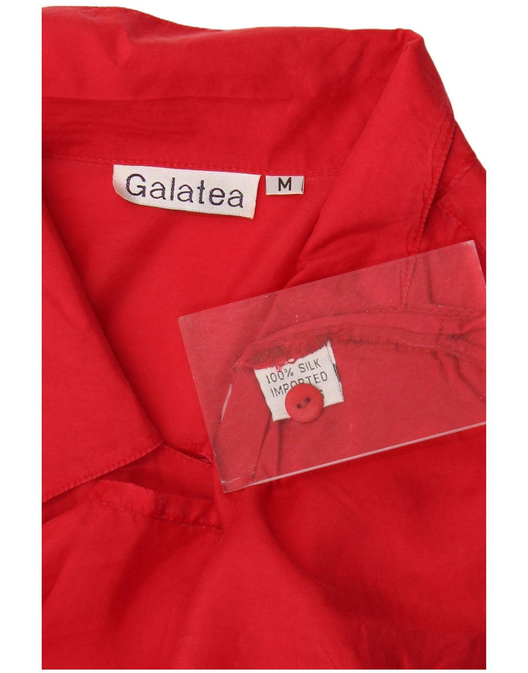 Blusa feminina vintage de manga curta UK 14 seda vermelha média