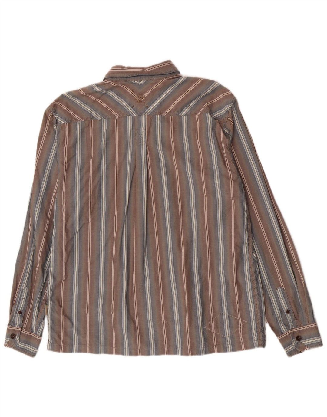Camisa masculina Fat Face grande algodão listrado cinza