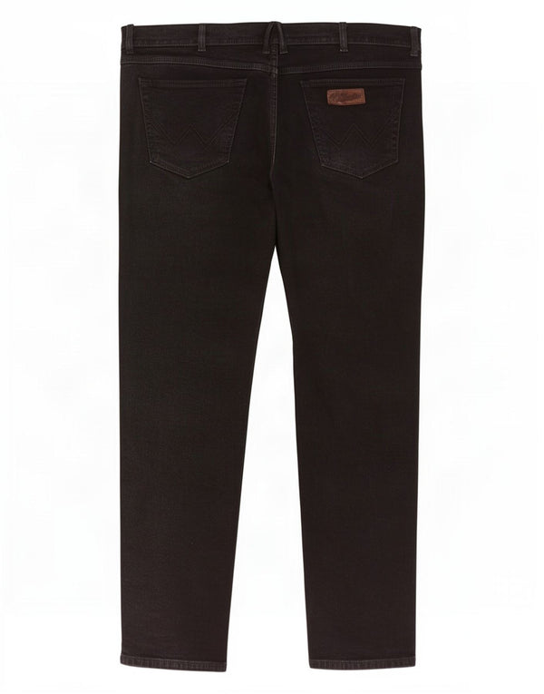 Wrangler Masculino Texas Stretch Straight Jeans W40 L32 Algodão Preto