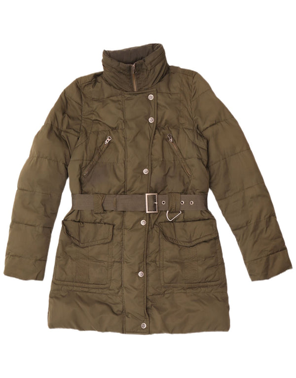 Casaco acolchoado com capuz feminino Marlboro Classics EU 38 poliéster cáqui médio