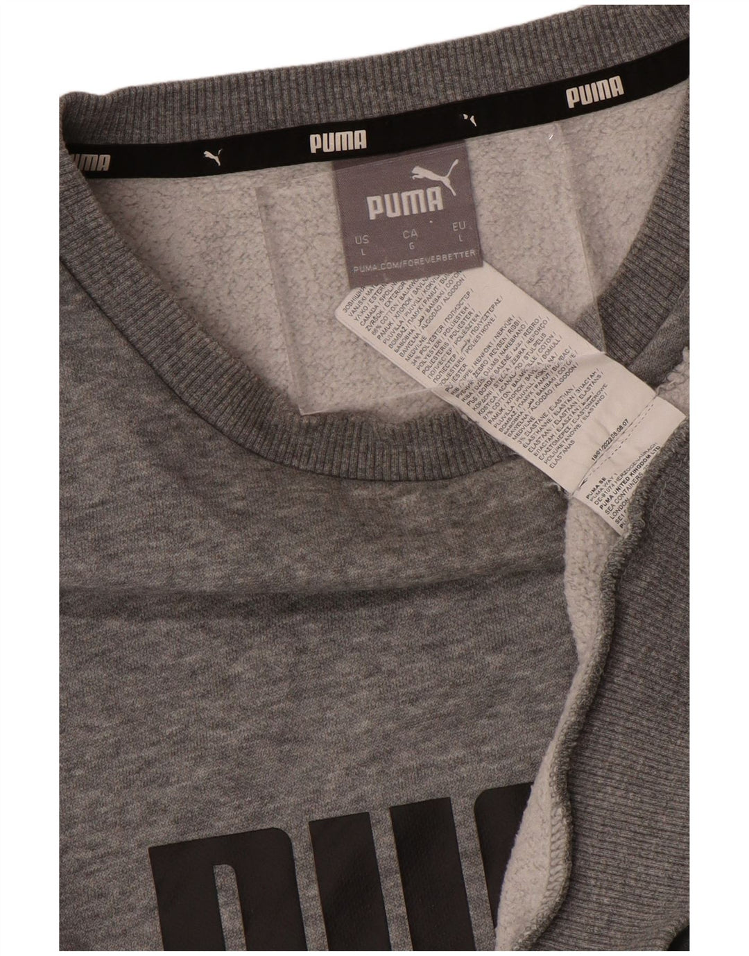 PUMA moletom gráfico masculino jumper grande algodão manchado cinza