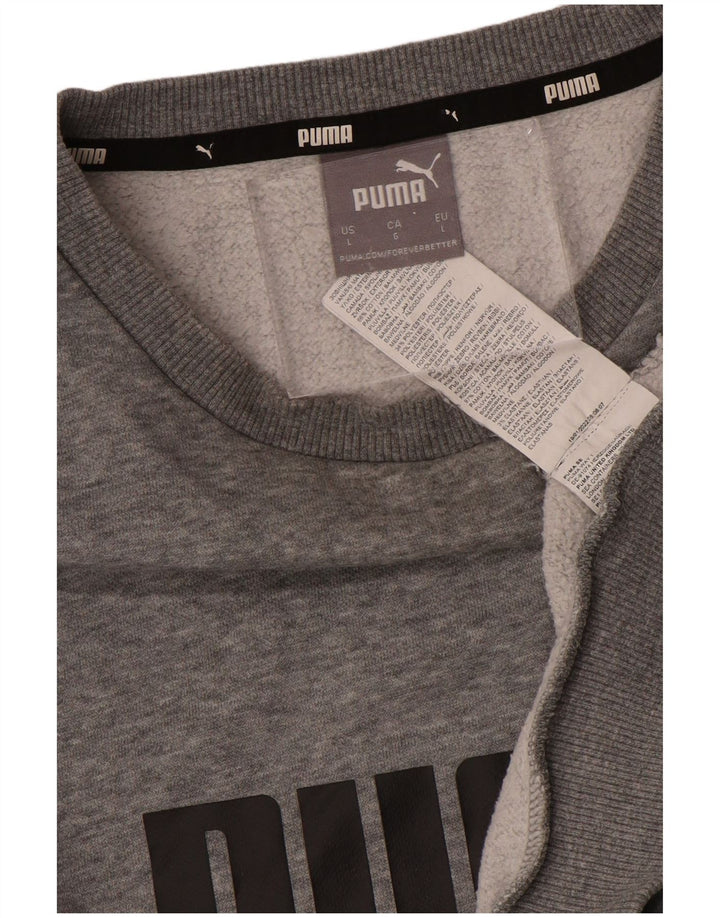 PUMA moletom gráfico masculino jumper grande algodão manchado cinza
