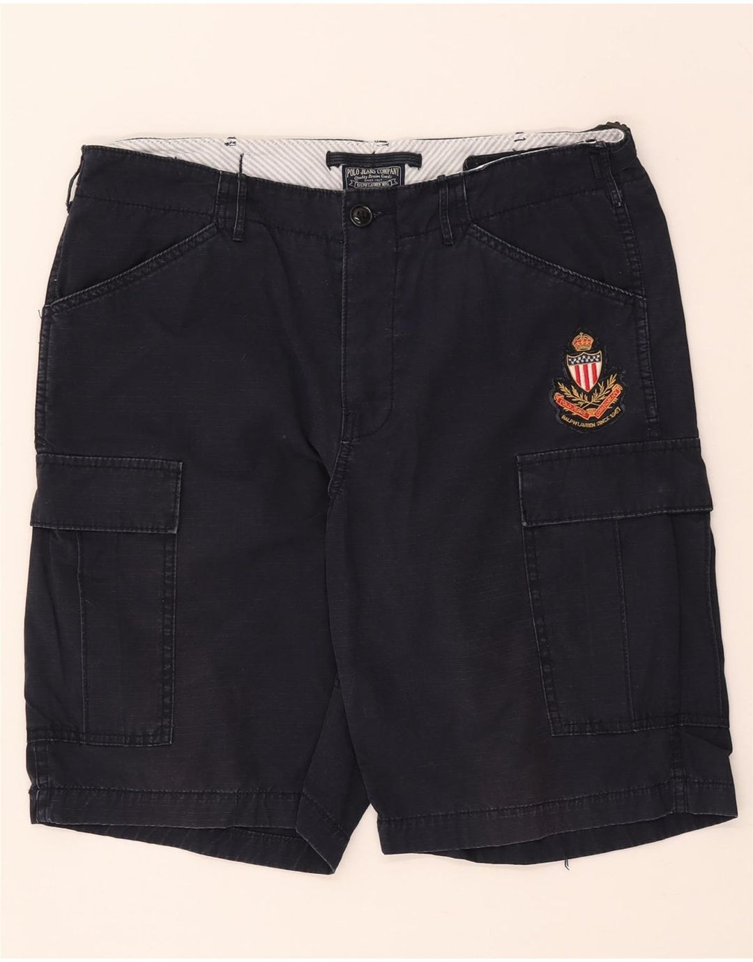 Polo Ralph Lauren Mens Cargo Shorts W33 Médio Algodão Azul Marinho