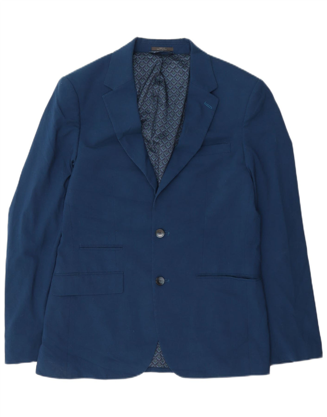 Jaqueta blazer masculina de 2 botões Marks & Spencer Reino Unido 38 poliéster azul médio