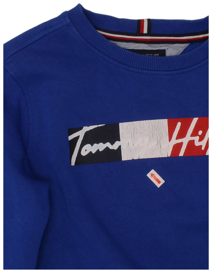 TOMMY HILFIGER Meninos moletom gráfico jumper 8-9 anos médio azul algodão