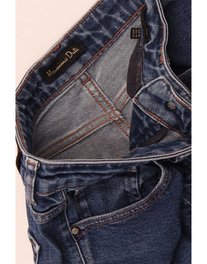 Jeans femininos cortados de cintura alta Massimo Dutti UE 40 médio W30 L26 azul