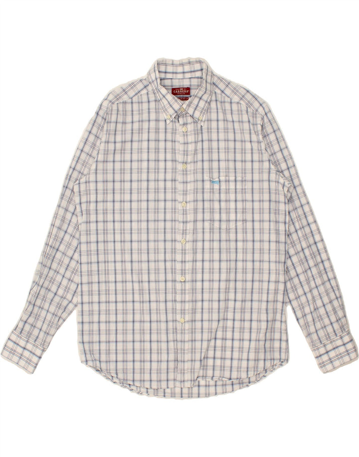 CARRERA Mens Regular Fit Shirt Large White Check Cotton Vintage Carrera and Second-Hand Carrera from Messina Hembry 