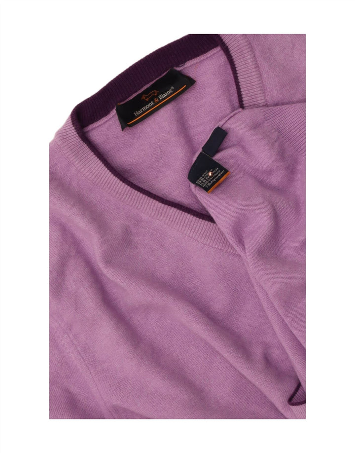 Suéter masculino HARMONT & BLAINE com decote em V de lã rosa médio