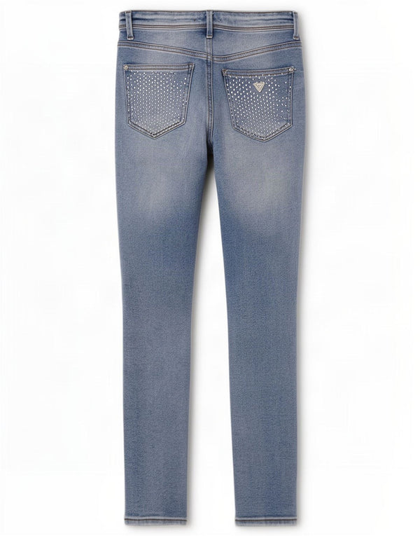 Guess Jeans skinny feminino desgastado W27 L27 algodão azul