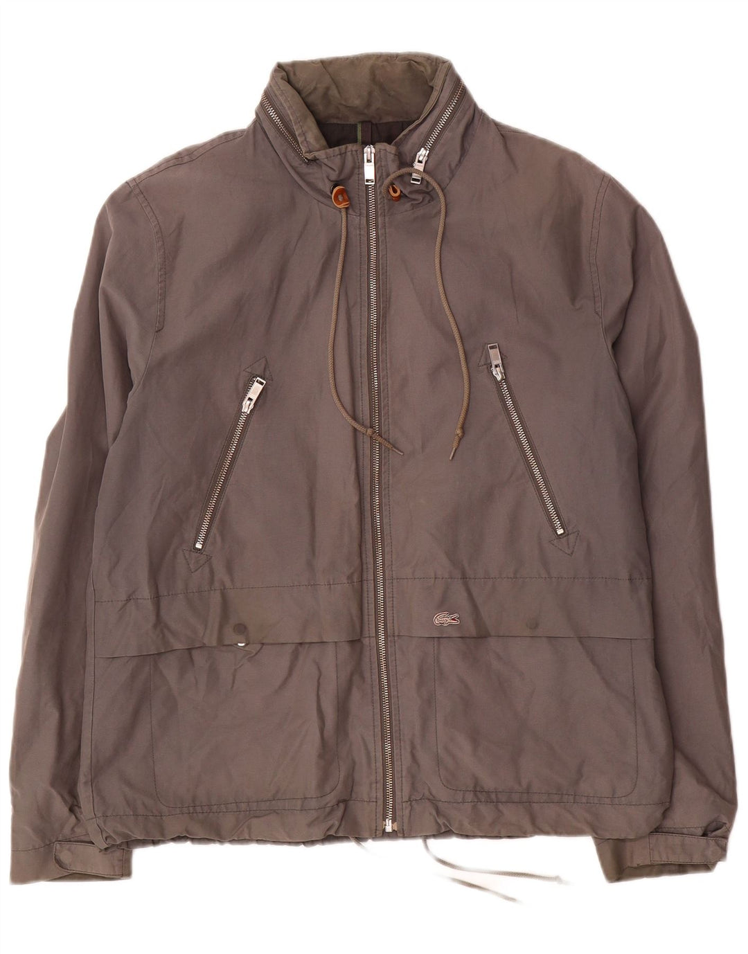 Jaqueta bomber masculina com capuz Lacoste IT 52 XL algodão cinza