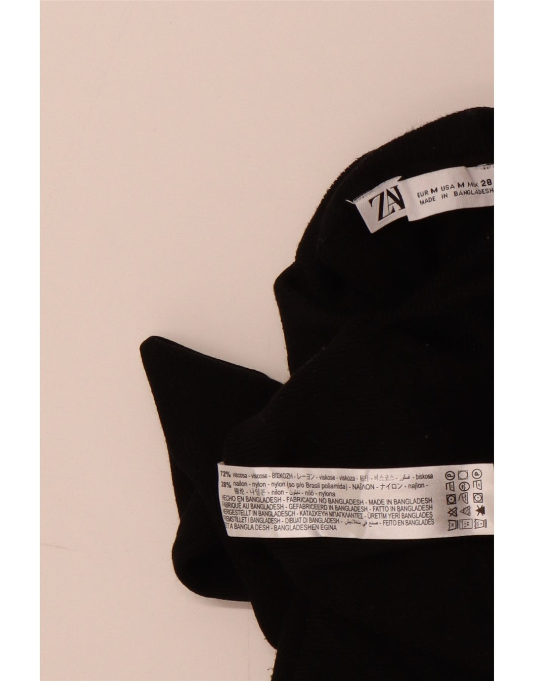 Suéter feminino ZARA com gola redonda e gola alta Reino Unido 12 médio preto viscose