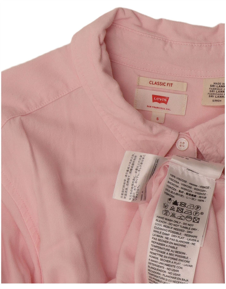 Camisa feminina Levi's Classic Fit UK 10 pequena viscose rosa