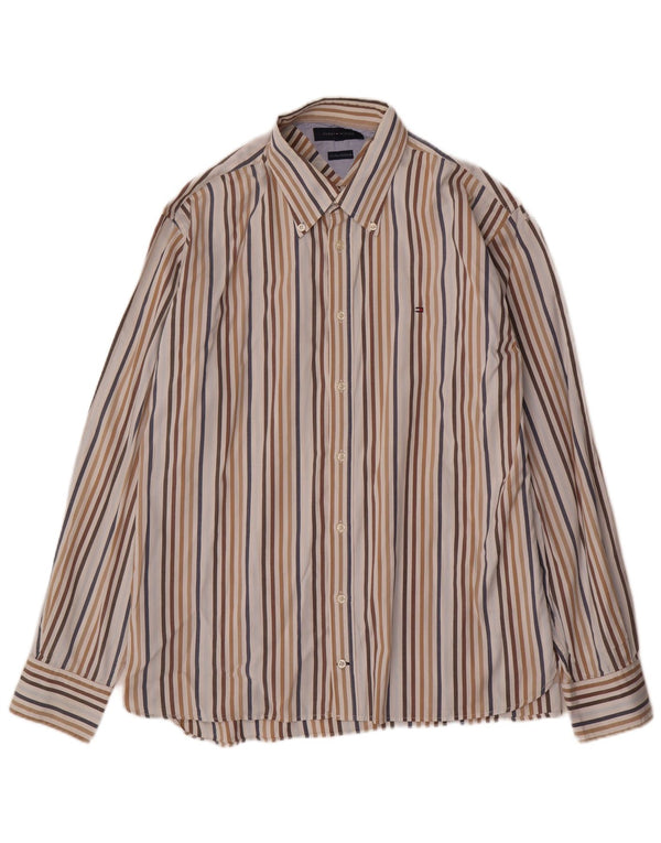 Camisa masculina Tommy Hilfiger XL de algodão listrado multicolorido