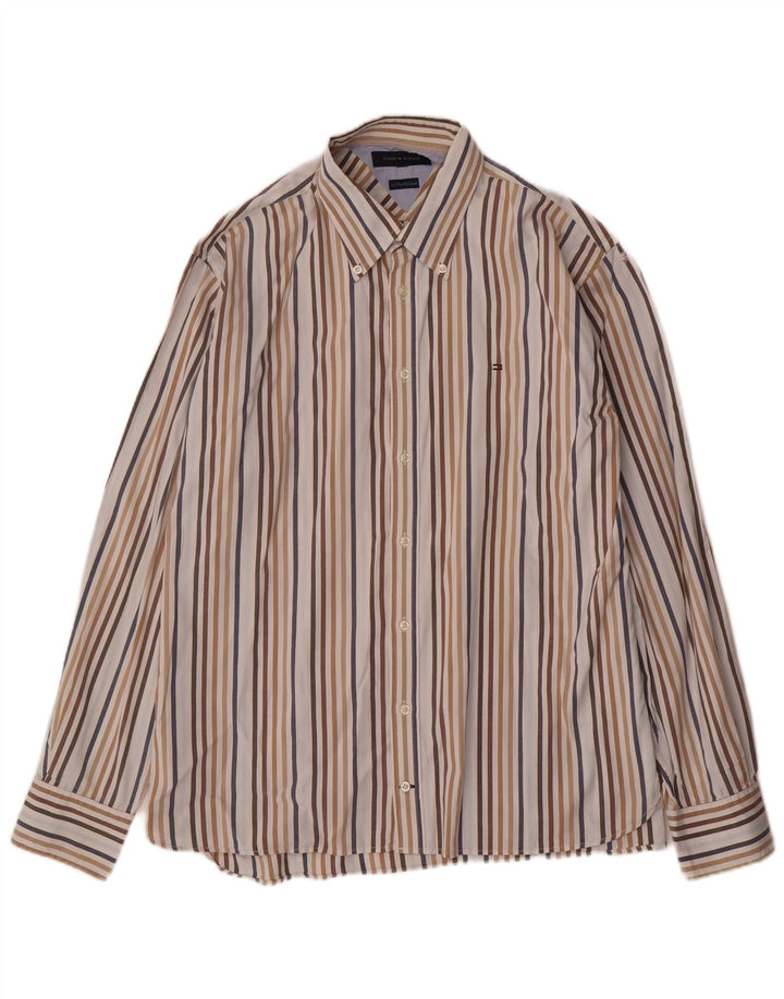 Camisa masculina Tommy Hilfiger XL de algodão listrado multicolorido