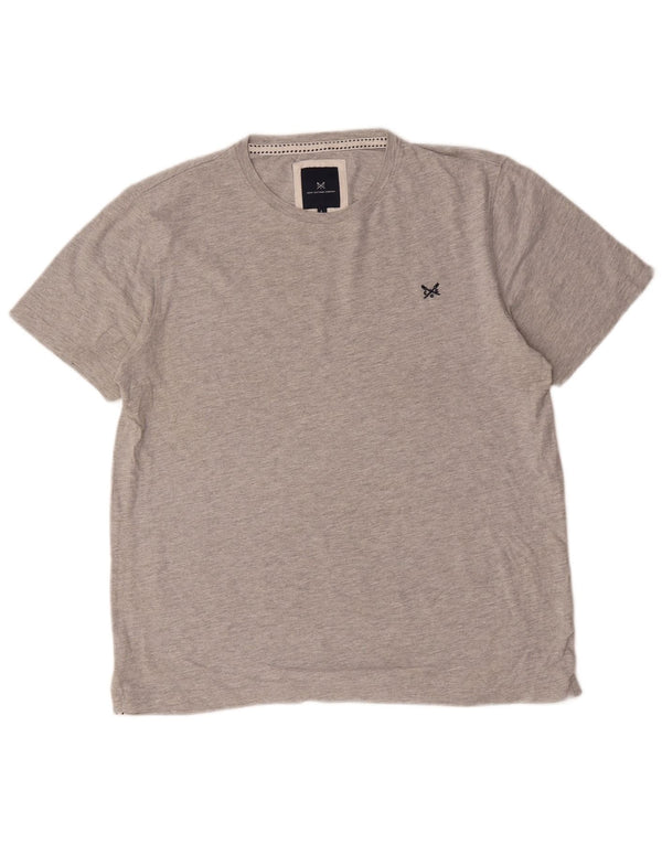 Camiseta masculina Crew Clothing Top grande algodão cinza
