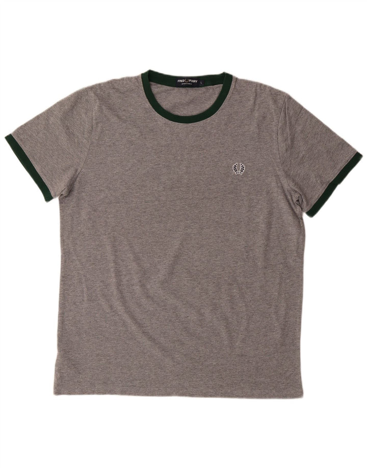 Camiseta masculina FRED PERRY grande algodão cinza