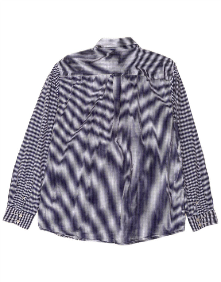 J. CREW Camisa masculina clássica de ajuste grande algodão guingão azul