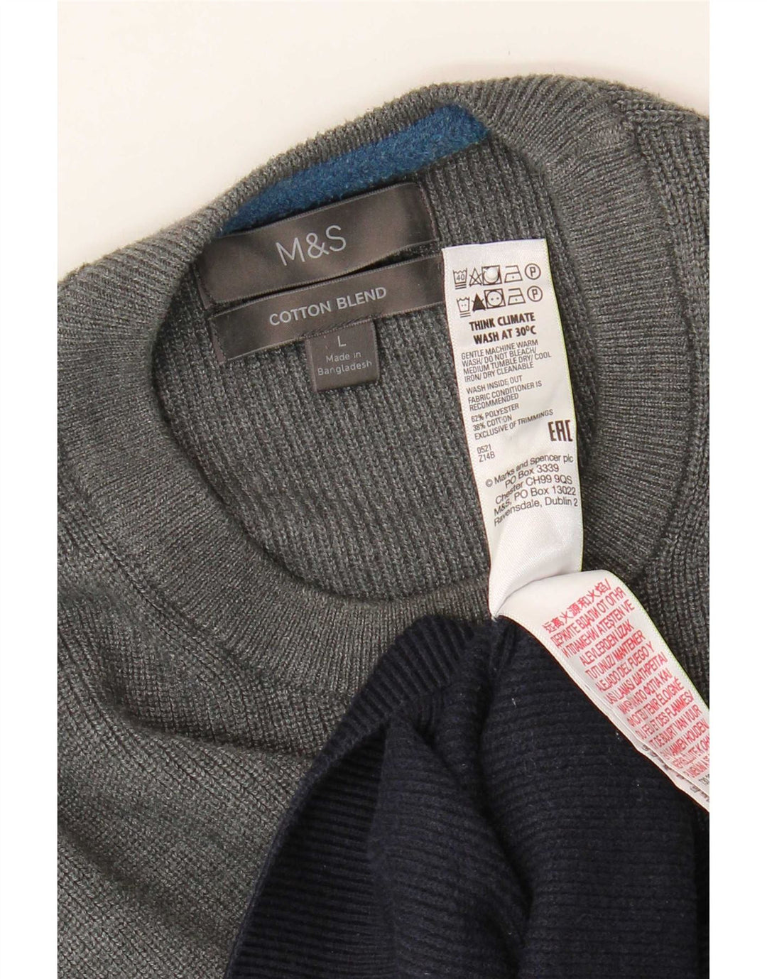Suéter masculino Marks & Spencer com gola redonda, grande listrado multicolorido