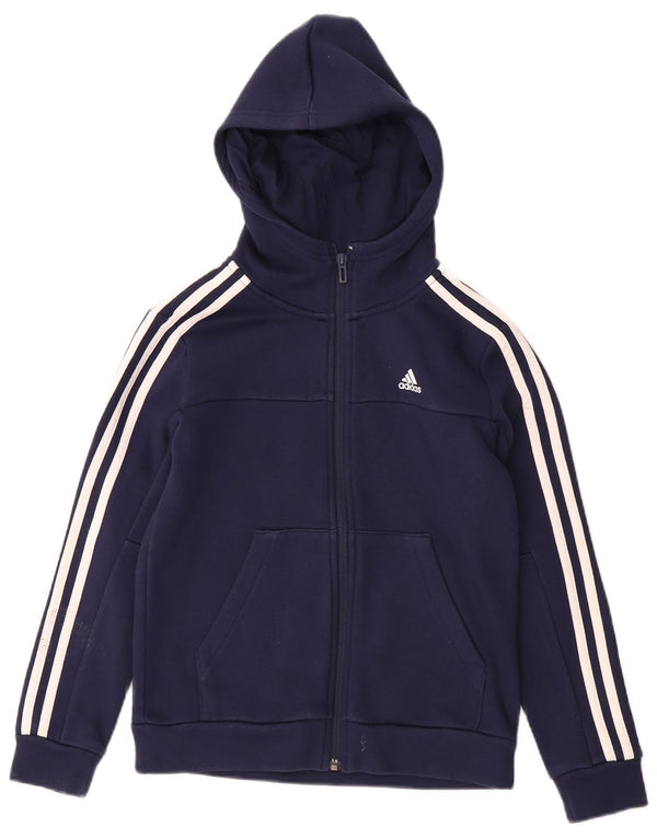 Suéter Adidas Boys Zip com capuz 9-10 anos azul marinho algodão