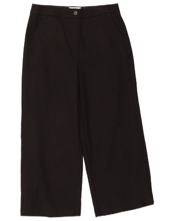 Calças recortadas femininas White Stuff UK 10 pequenas W30 L24 algodão preto