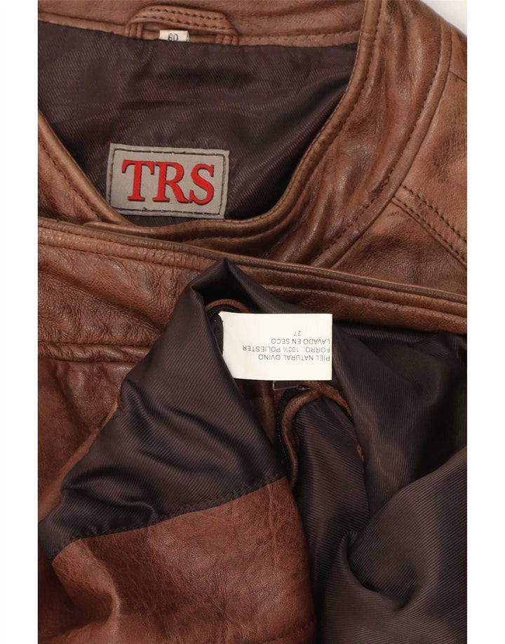 Jaqueta de couro masculina vintage IT 60 4XL marrom
