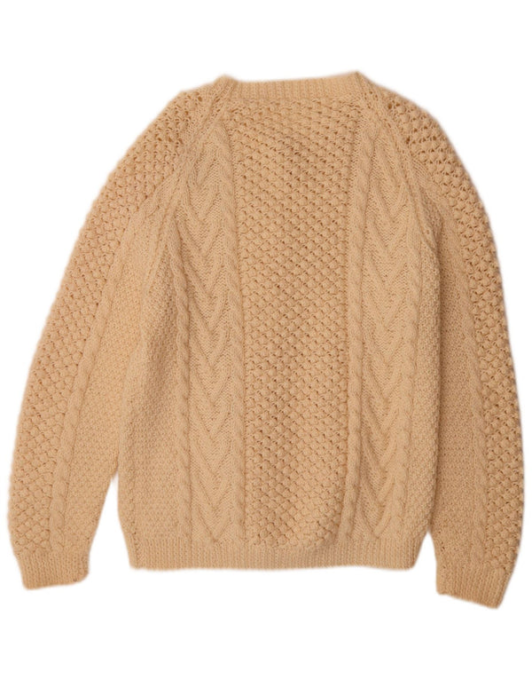 Suéter Cardigan Feminino Vintage Reino Unido 16 Grande Bege