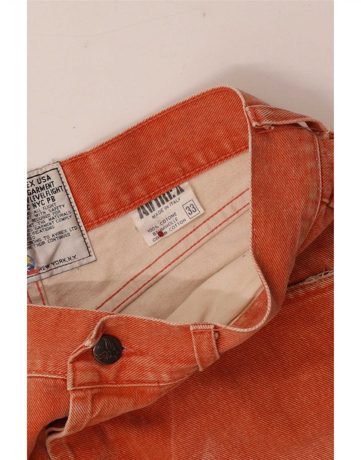 Jeans retos masculinos Avirex W33 L29 algodão laranja