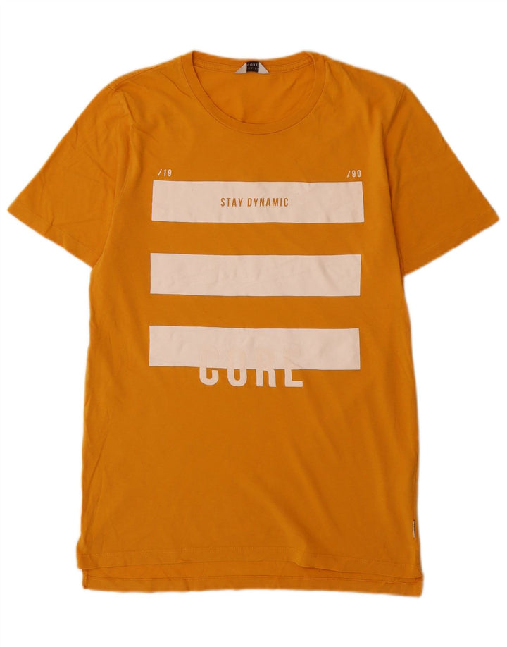 Camiseta gráfica masculina Jack & Jones Top médio algodão amarelo