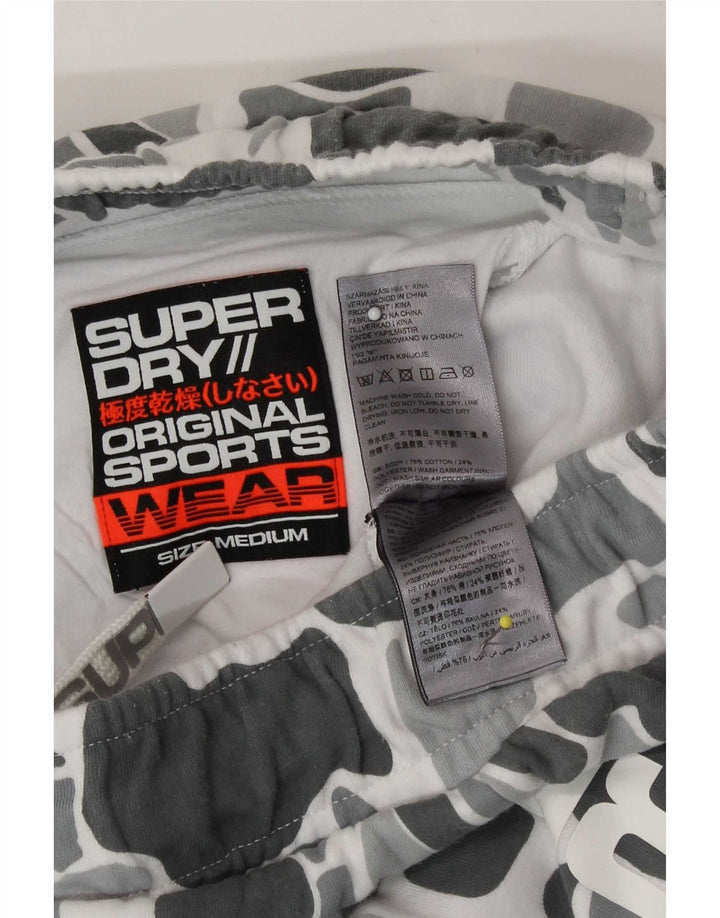 Superdry Mens Graphic Sport Shorts Médio Cinza Camuflagem Algodão