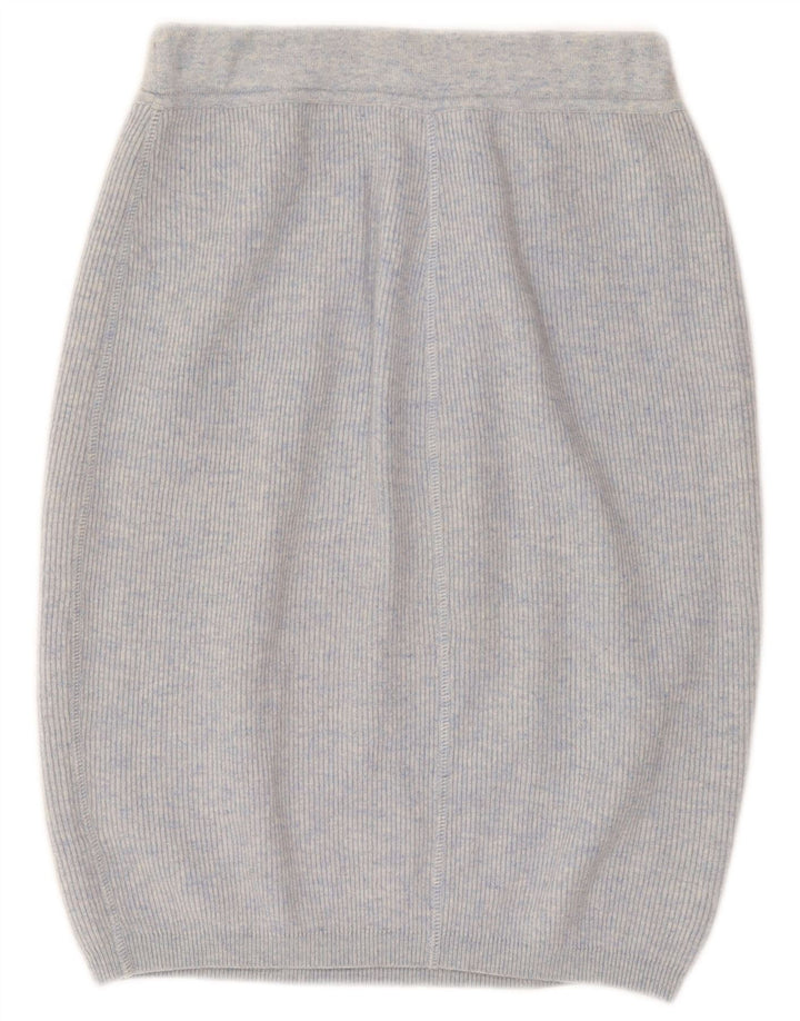 Saia bolha de malha feminina vintage grande W32 lã azul