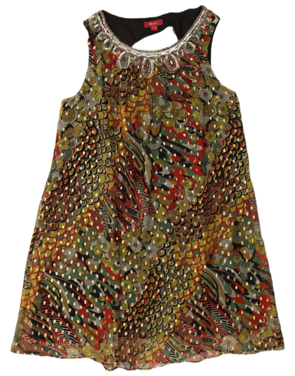Vestido feminino Monsoon sem mangas evasê UK 18 XL verde floral