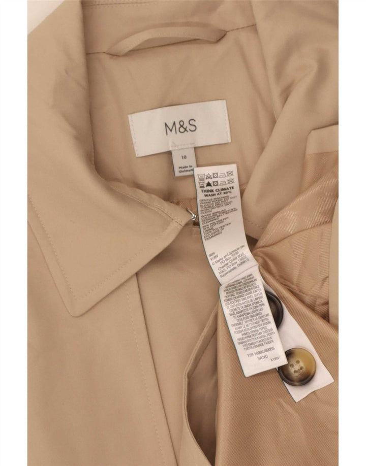 Casaco impermeável feminino Marks & Spencer com peito duplo Reino Unido 10 pequeno bege
