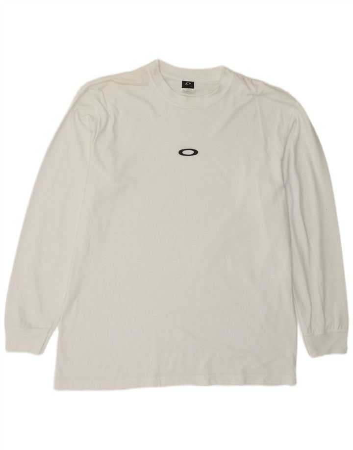 Oakley Mens Top Manga Longa Grande Poliéster Branco