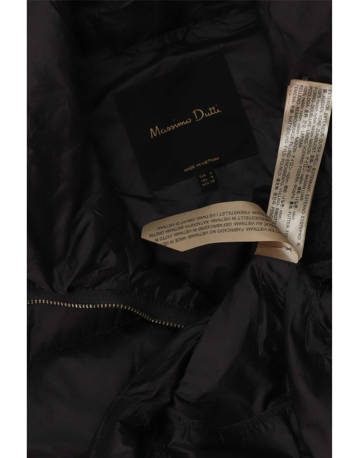 Jaqueta acolchoada feminina Massimo Dutti UK 10 pequena azul marinho nylon