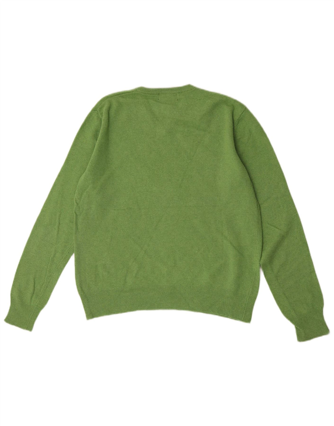 Suéter masculino Kappa regular fit com decote em V, lã de cordeiro verde pequena