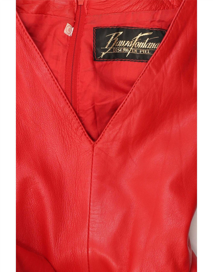 Vestido feminino vintage com bainha de couro IT 48 XL vermelho