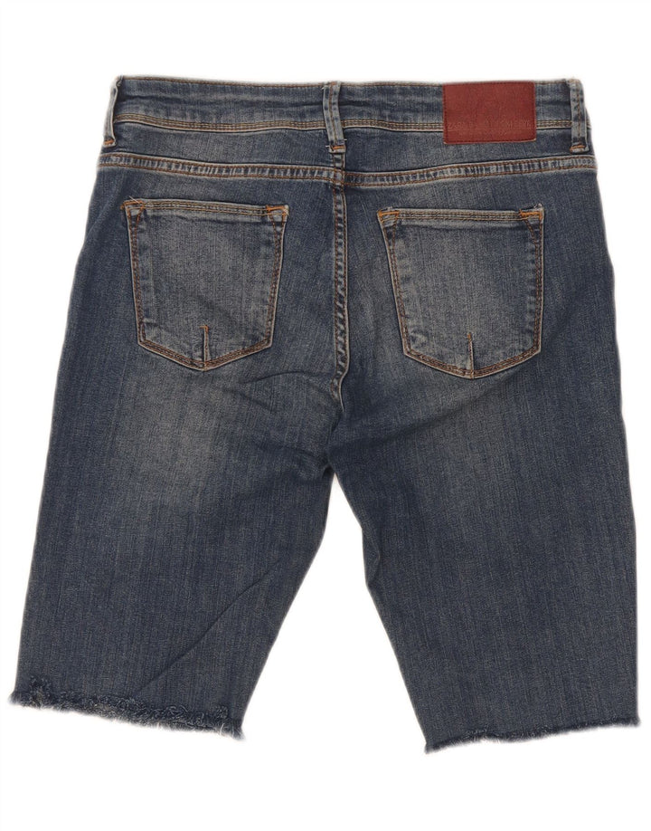 Zara Shorts jeans feminino desgastado UE 38 pequeno W28 azul
